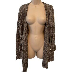 NWT Lane Bryant Women's Sequin Cardigan Size 14/16 Mohair Blend Cream/Brown